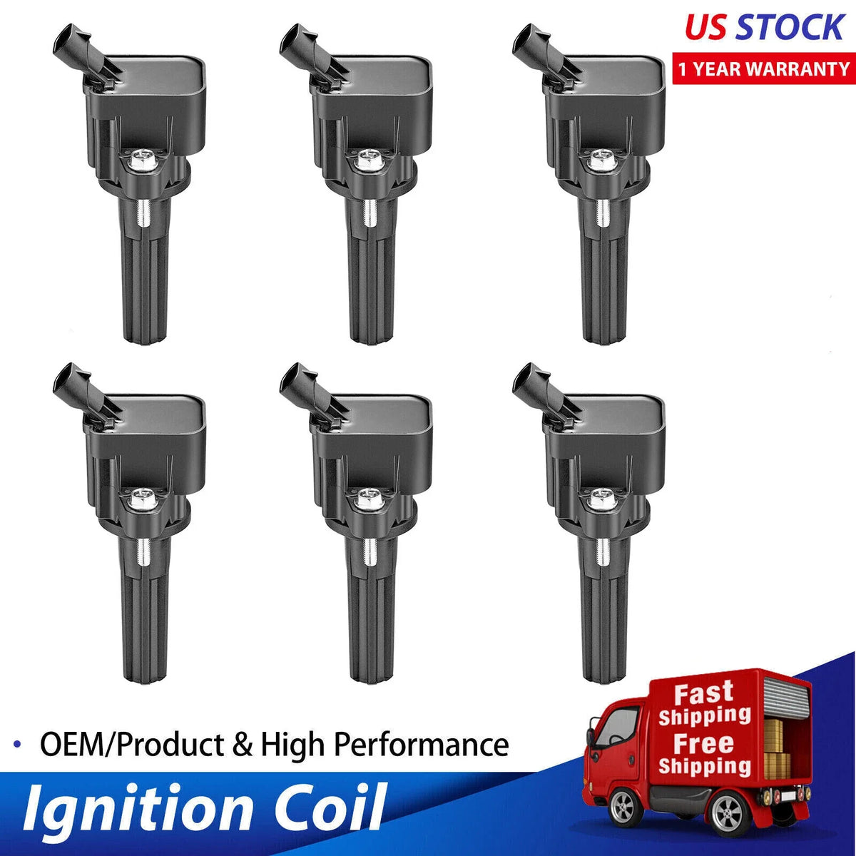 Ignition Coil Pack for 2006–2009 GMC Envoy 4.2L L6 (Set of 6)