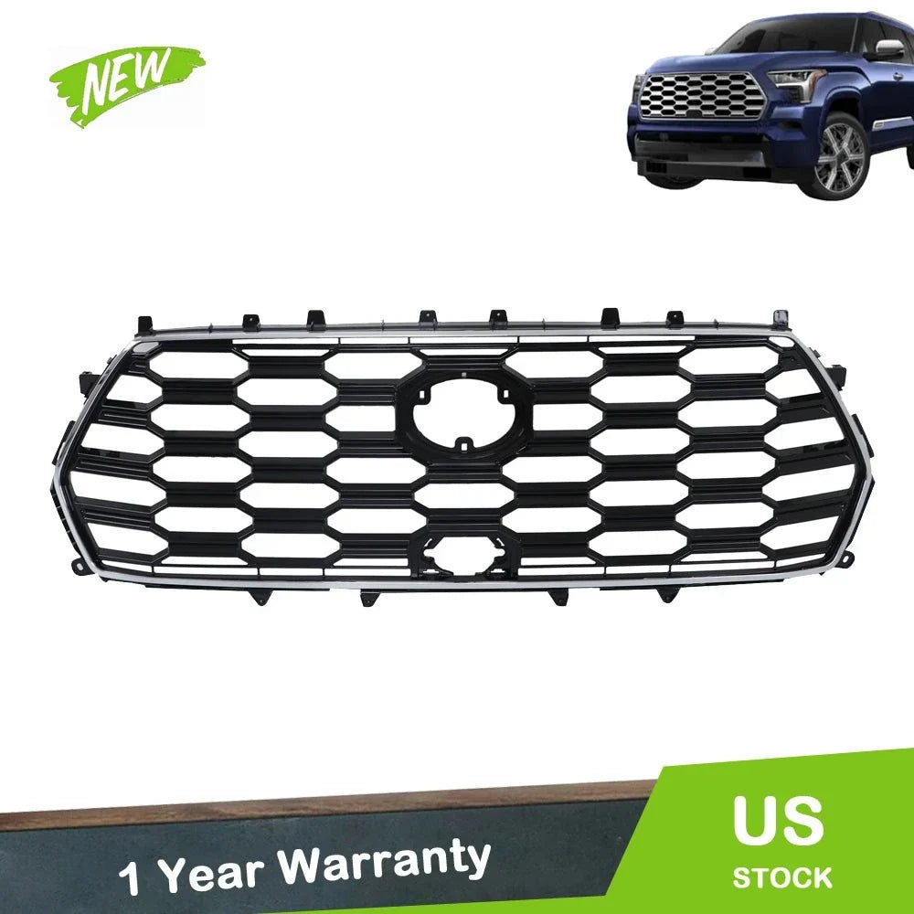 Front Bumper Upper Grille for Toyota Sequoia (2023–2024) Black Chrome