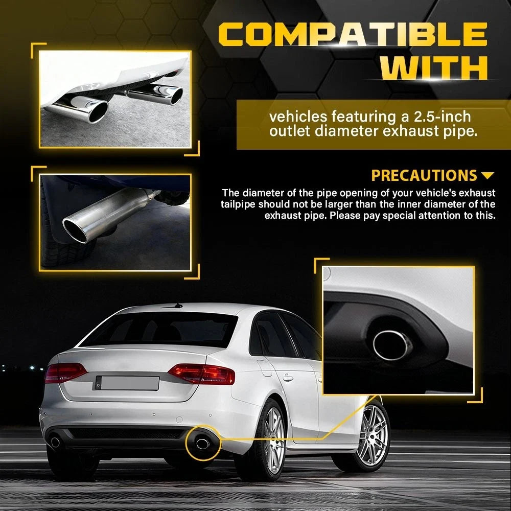18" Silver Exhaust Tip for Universal Fit (2.5" Inlet, 4" Outlet)