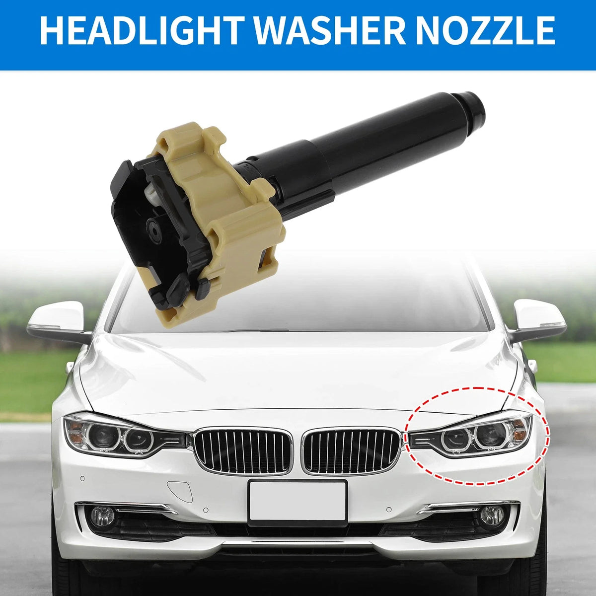Left Side Headlight Washer Nozzle for Mazda 3 AXELA (2014–2016) No.BHT45182Y