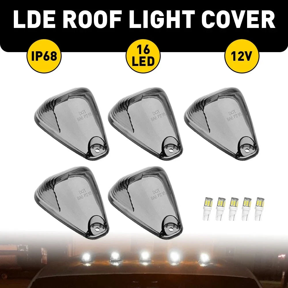 5X Smoke LED Roof Marker Light Cover + White LED Bulbs for Ford Super Duty (1999–2016)
