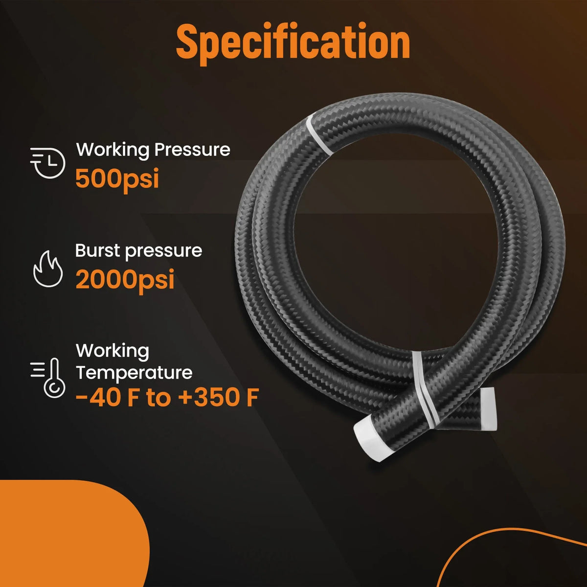 1X 20AN Nylon Braided Stainless Steel Fuel Hose for Automotive