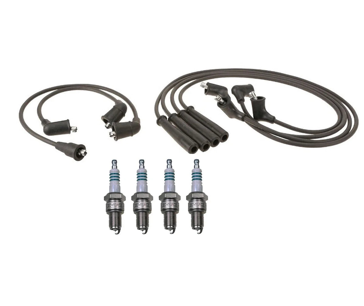 Denso 7mm Wire Set & 4 Iridium Power Spark Plugs for Dodge Mitsubishi L4