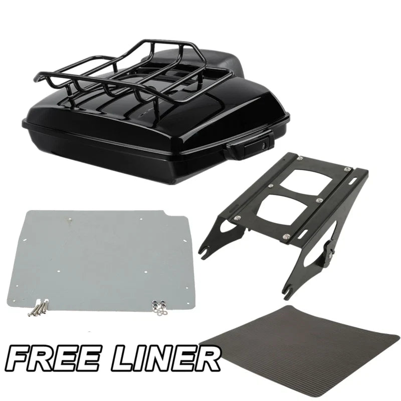 Trunk Backrest Rack Base Plate - Black Razor for Harley Touring 2014-2023