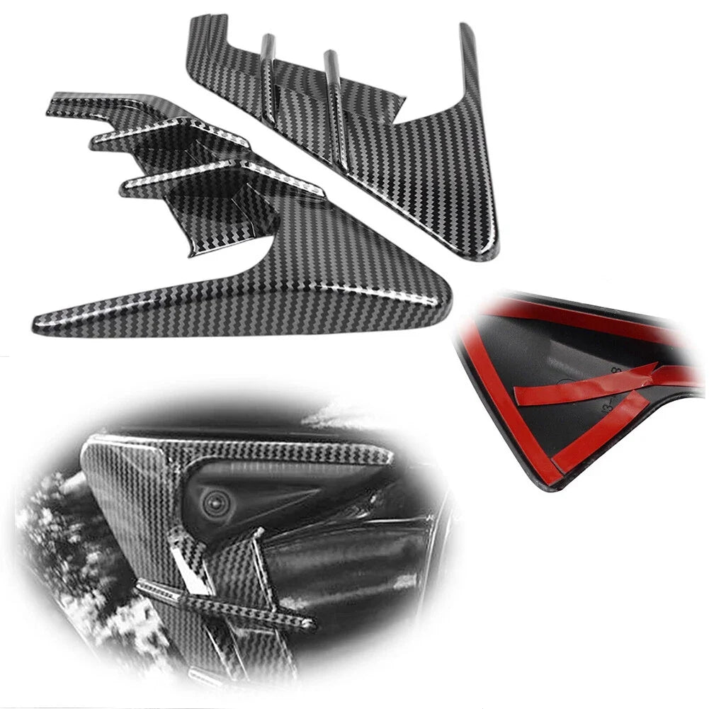 Gloss Carbon Fiber Side Fender Camera Cover Trims for Tesla Model 3 Y