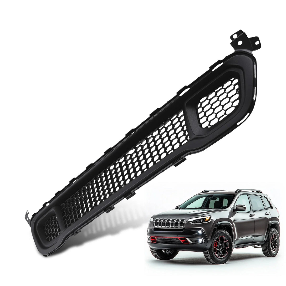 2X Front Lower Bumper Cover Grille w/Trim for Jeep Cherokee (2014–2018)