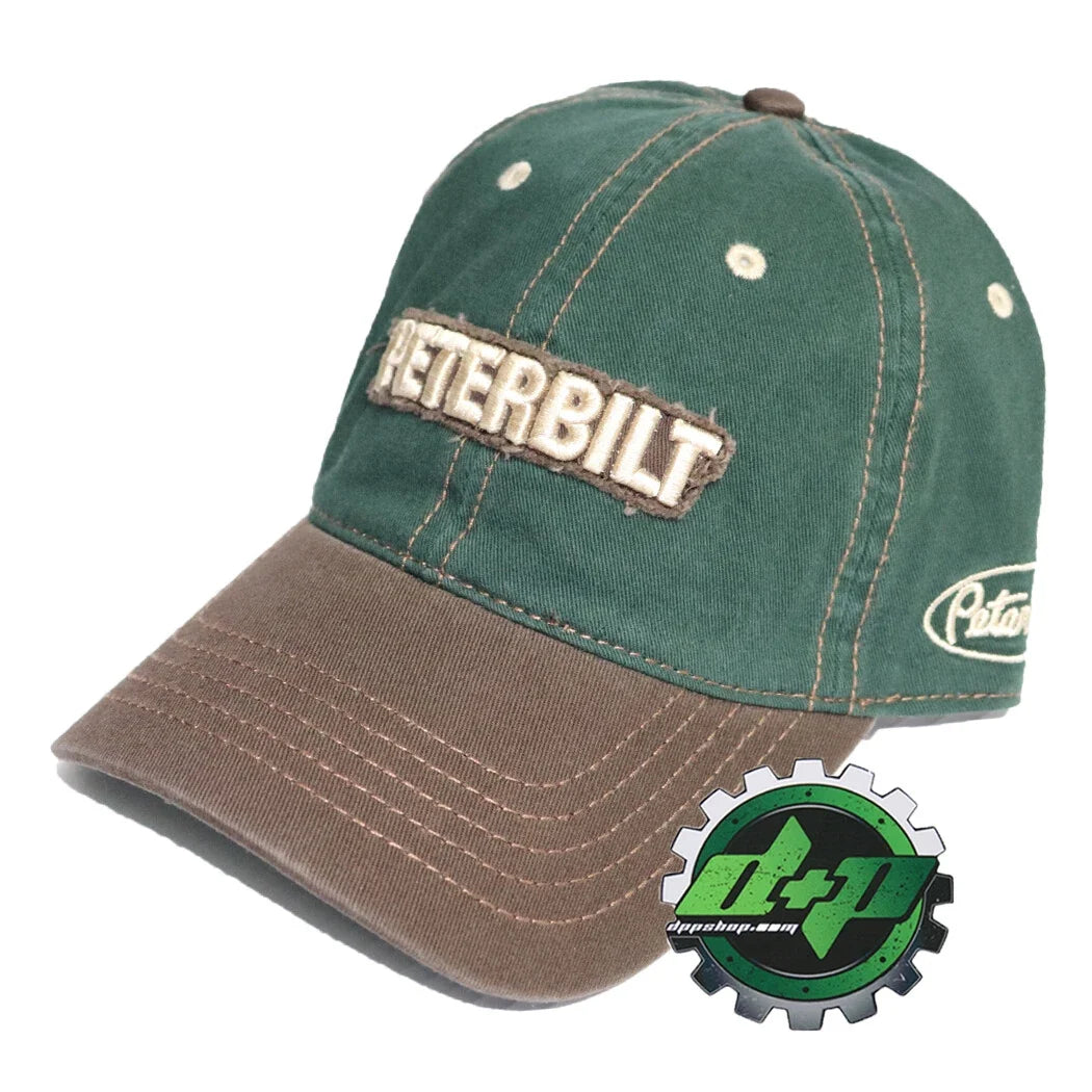 Frayed Patch Cap with Embroidered Block PB - Green/Brown for Peterbilt
