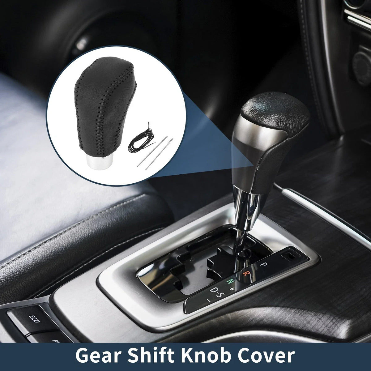 Gear Shift Knob Cover for Volkswagen Jetta (2012–2019) Black Faux Leather