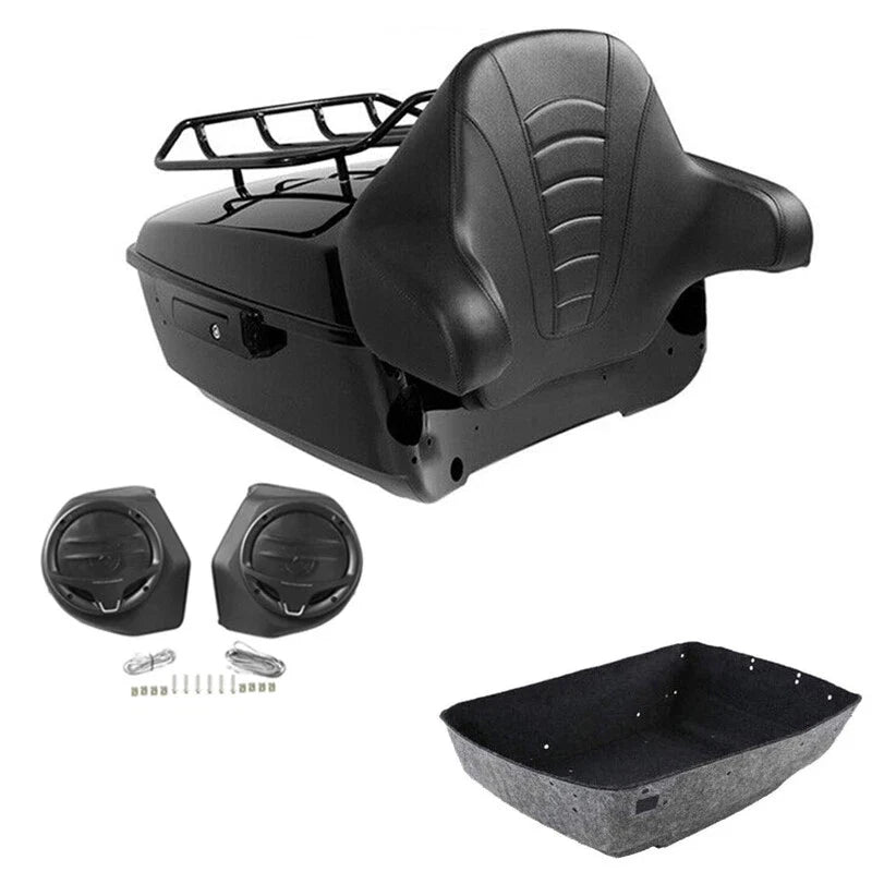 Trunk Rack Backrest Speakers in Black for Harley Electra Glide 2014-2026