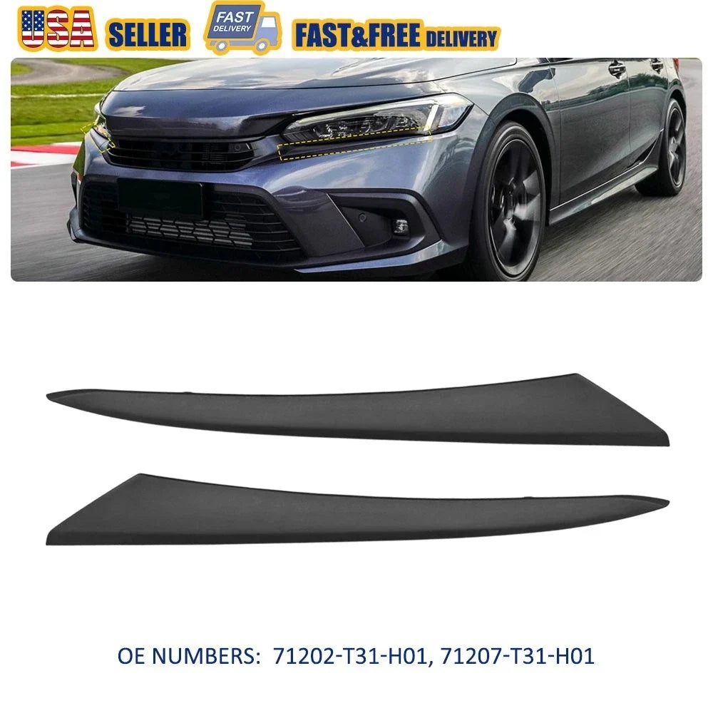 Set of 2 LH RH Front Grille Headlight Filler Trim Panels for Honda Civic (2022–2023)