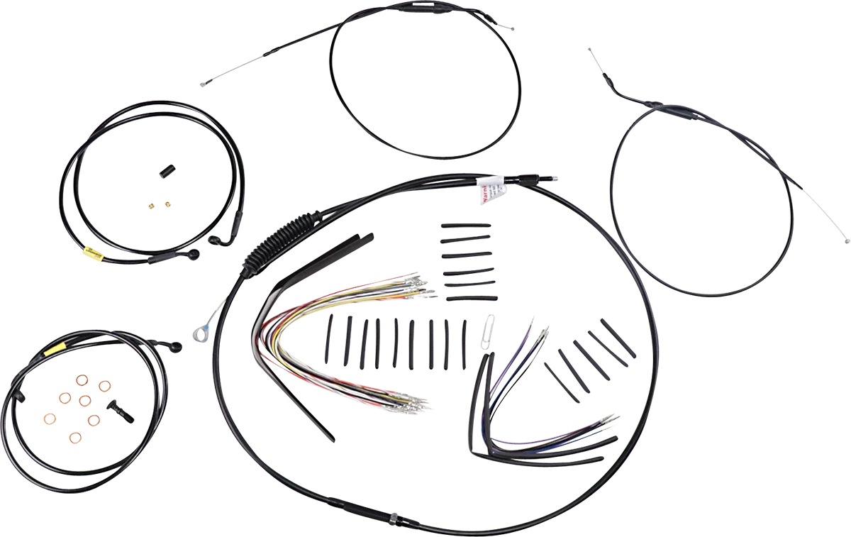 Complete Black Vinyl Handlebar Cable/Line Kit for Ape Hangers (16")