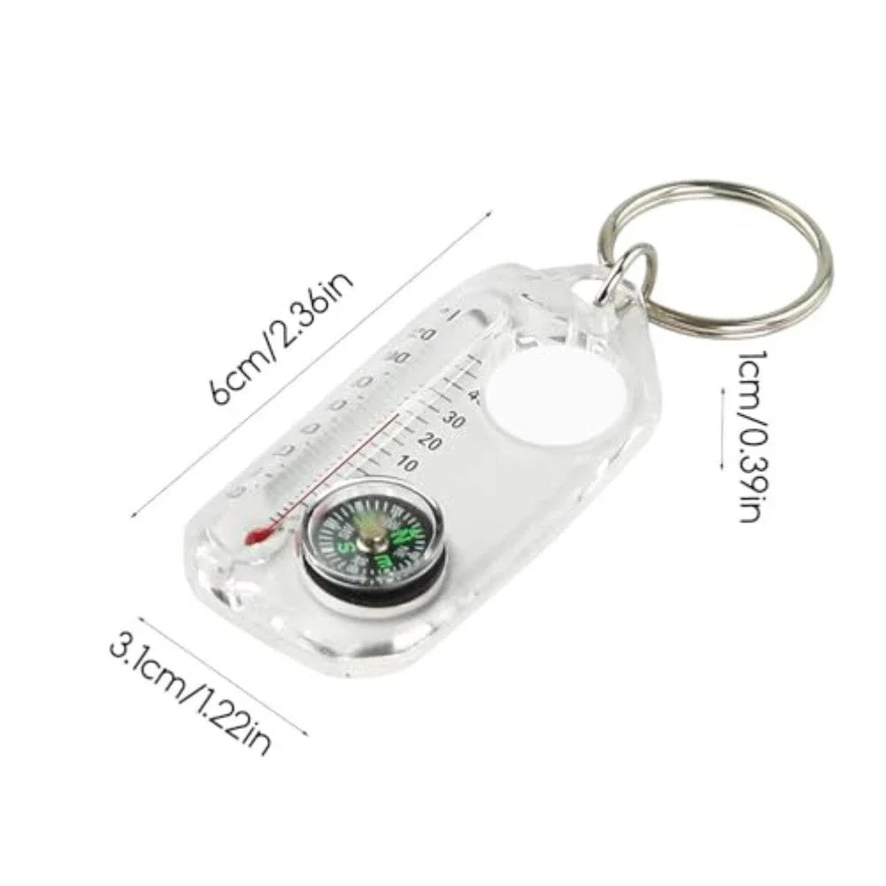Lightweight Camping Keychain with Compass and Thermometer for Safe Travel