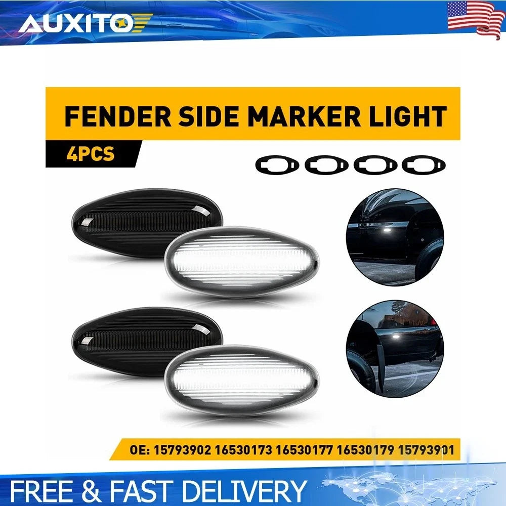 Side Marker Lights - White LED for 2001-2014 Chevy Silverado HD Dually