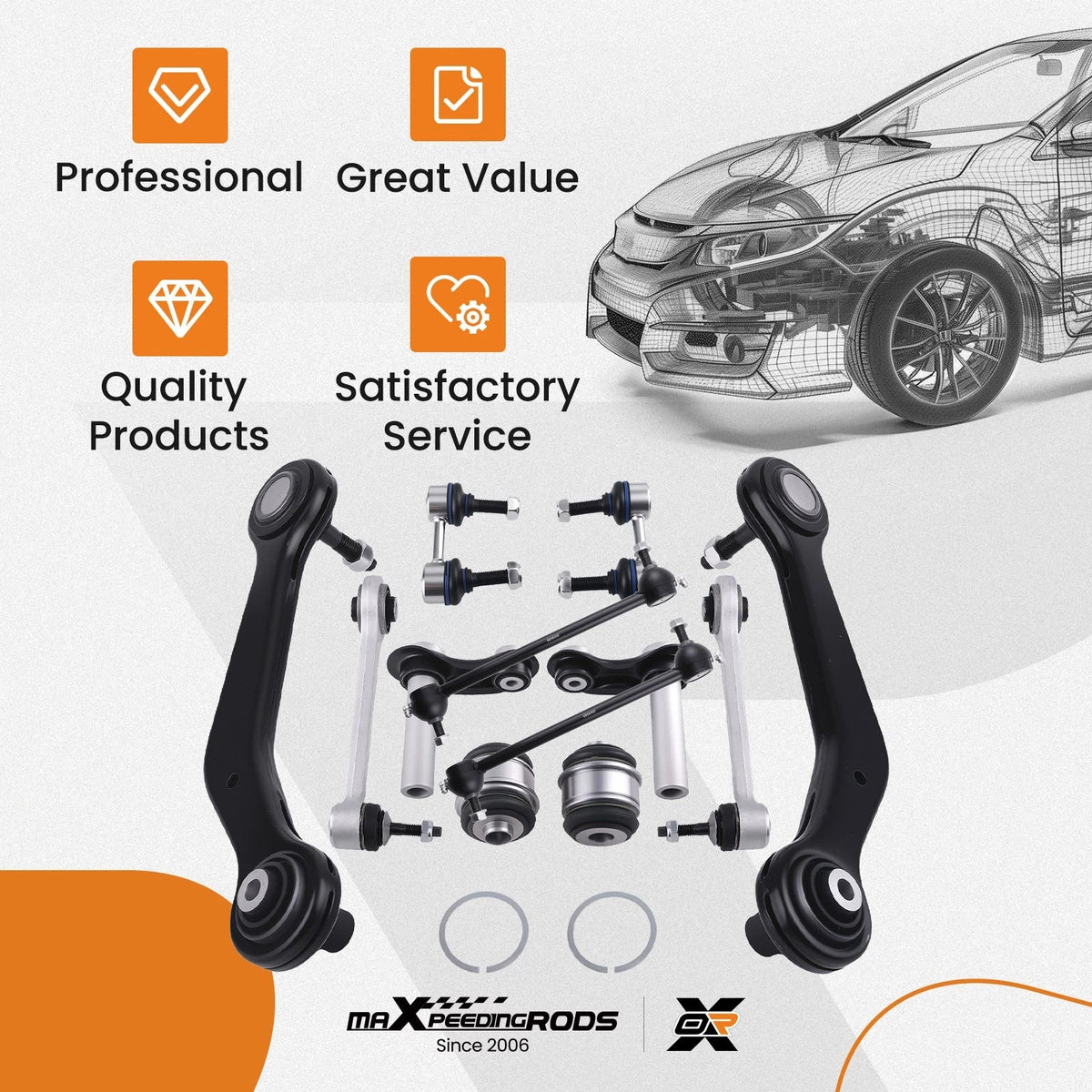 10x Rear Control Arm Kit for BMW X5 (2000–2006)