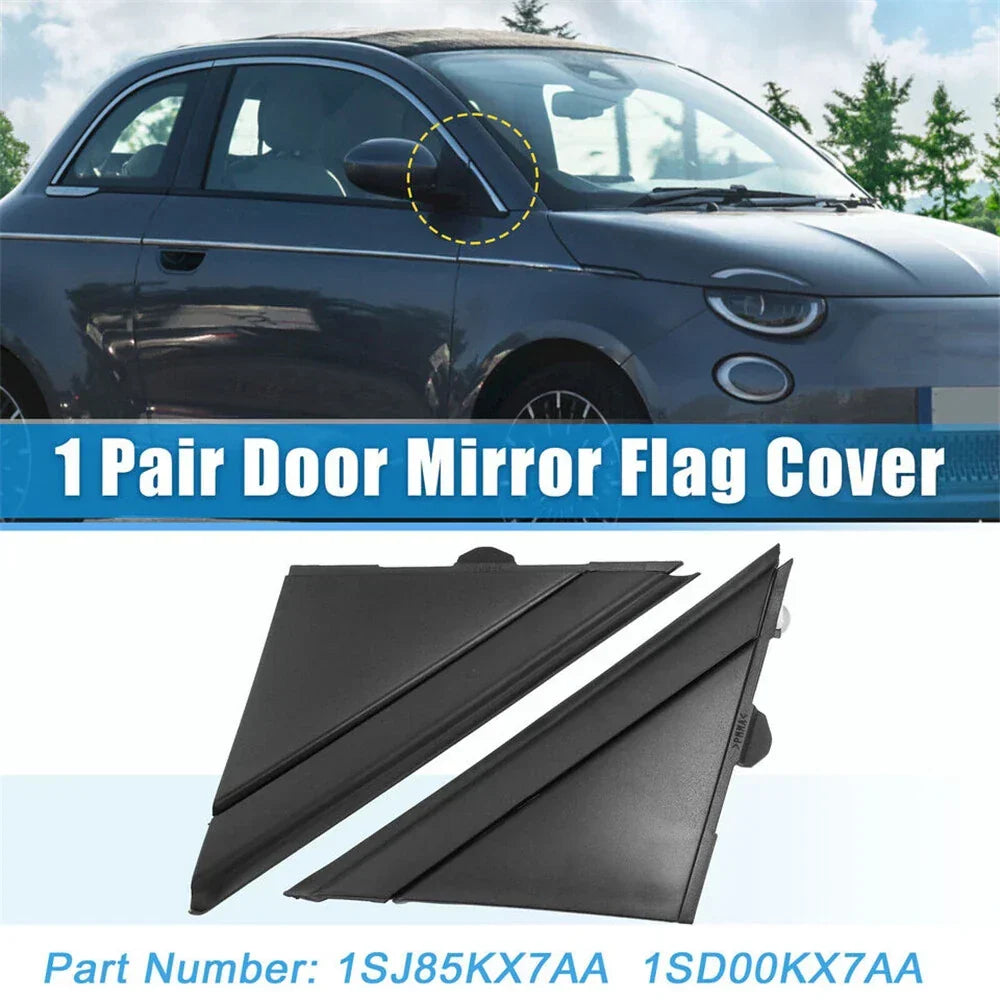 Left Right Matte Black Wing Mirror Corner Covers for Fiat 500 2012-2019