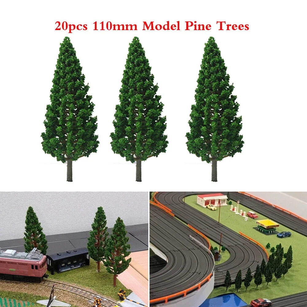 20pc Pine Trees for O Scale Model Railroad Landscape 11cm