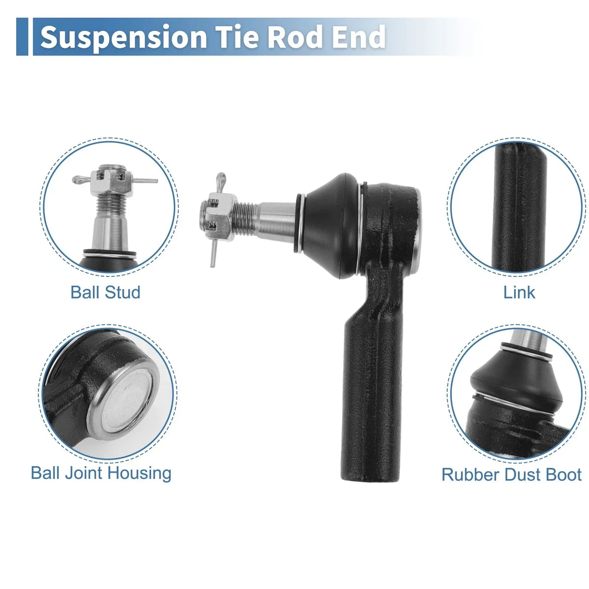 Front Inner Outer Tie Rod Ends - 6pcs with Boots for Dodge Ram 1500 (2011-2012)