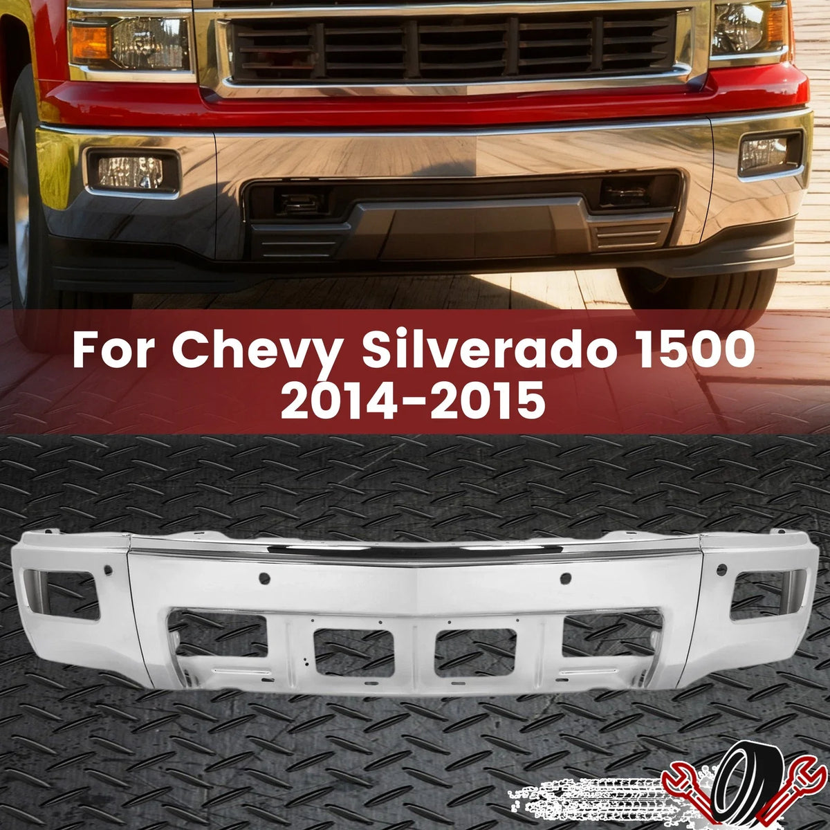 Front Bumper Face Bar for Chevy Silverado 1500 (2014–2015) with Sensor & Fog Holes