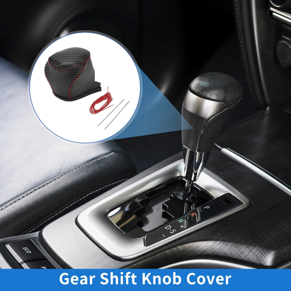 Set of 1 Gear Shift Knob Cover for Toyota CH-R (2017–2021) Black Carbon Fiber Red