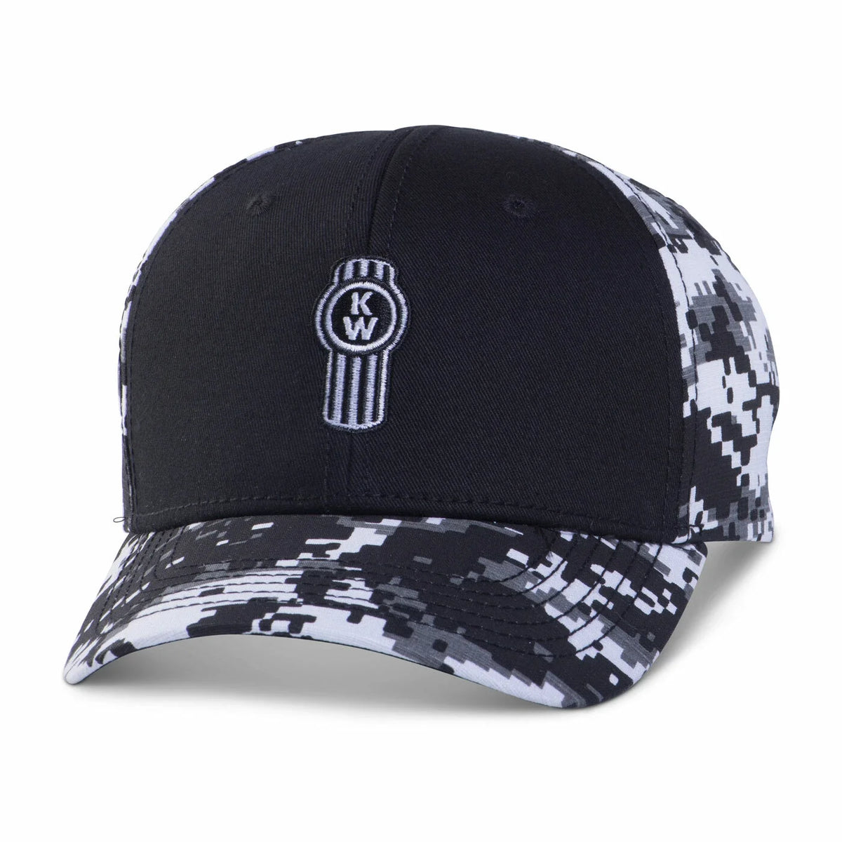 KW Kenworth Kids Black and White Digi Camo Hat with Bug Logo