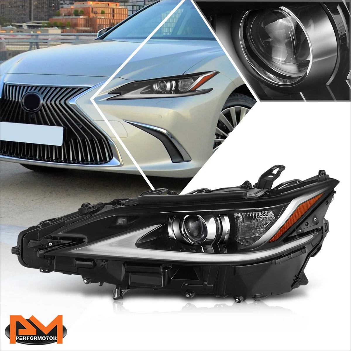 Black LED Projector Headlight for 2019-2021 Lexus ES300H ES350 - Driver Side
