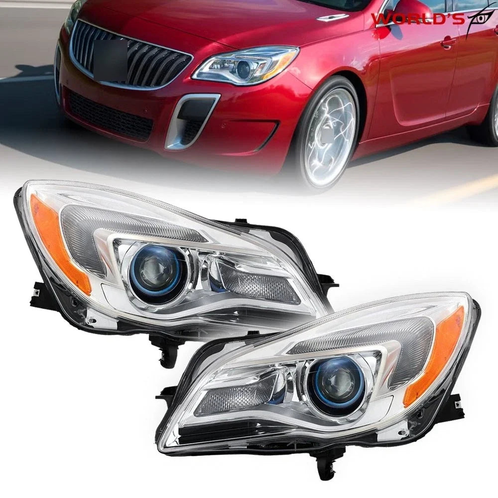 Set of 2 Projector Halogen Headlights for Buick Regal (2014–2017) Chrome