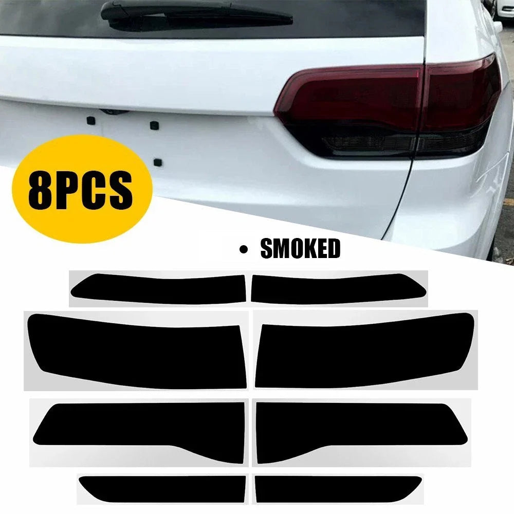 8X Smoked Tail Light Vinyl Tint Precut Overlay for Jeep Grand Cherokee (2014–2021)