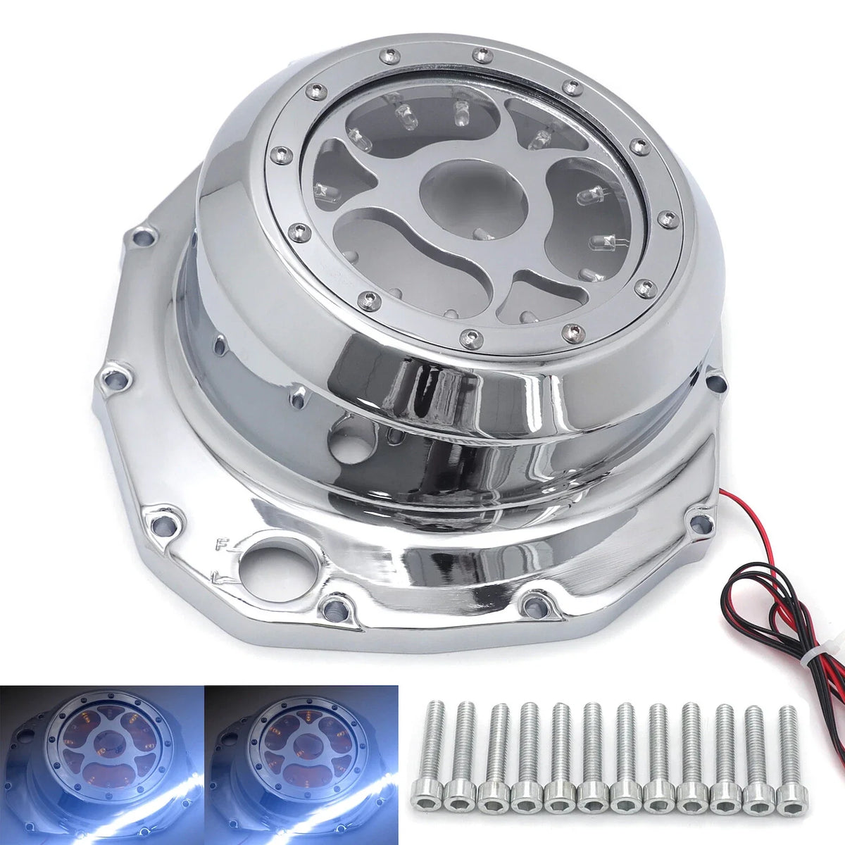 LED Engine Clutch Cover - Chrome Yellow for Suzuki GSXR1300 (1999–2020)