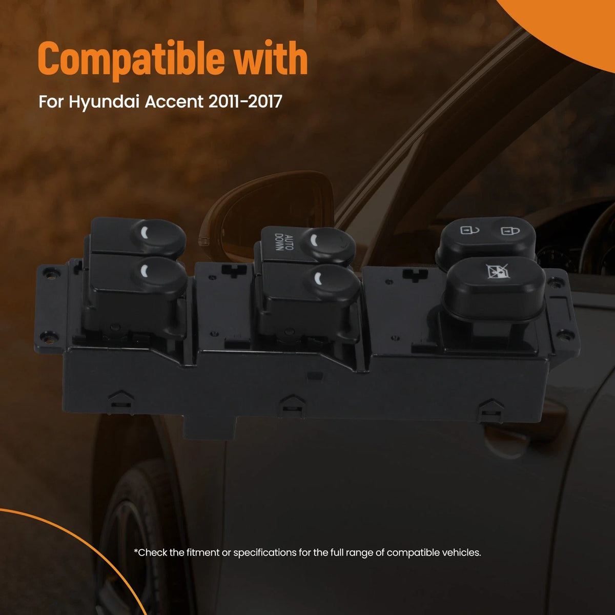 Power Control Switch LH for Hyundai Accent (2011–2017) 93570AP1R101 16 Pin Black