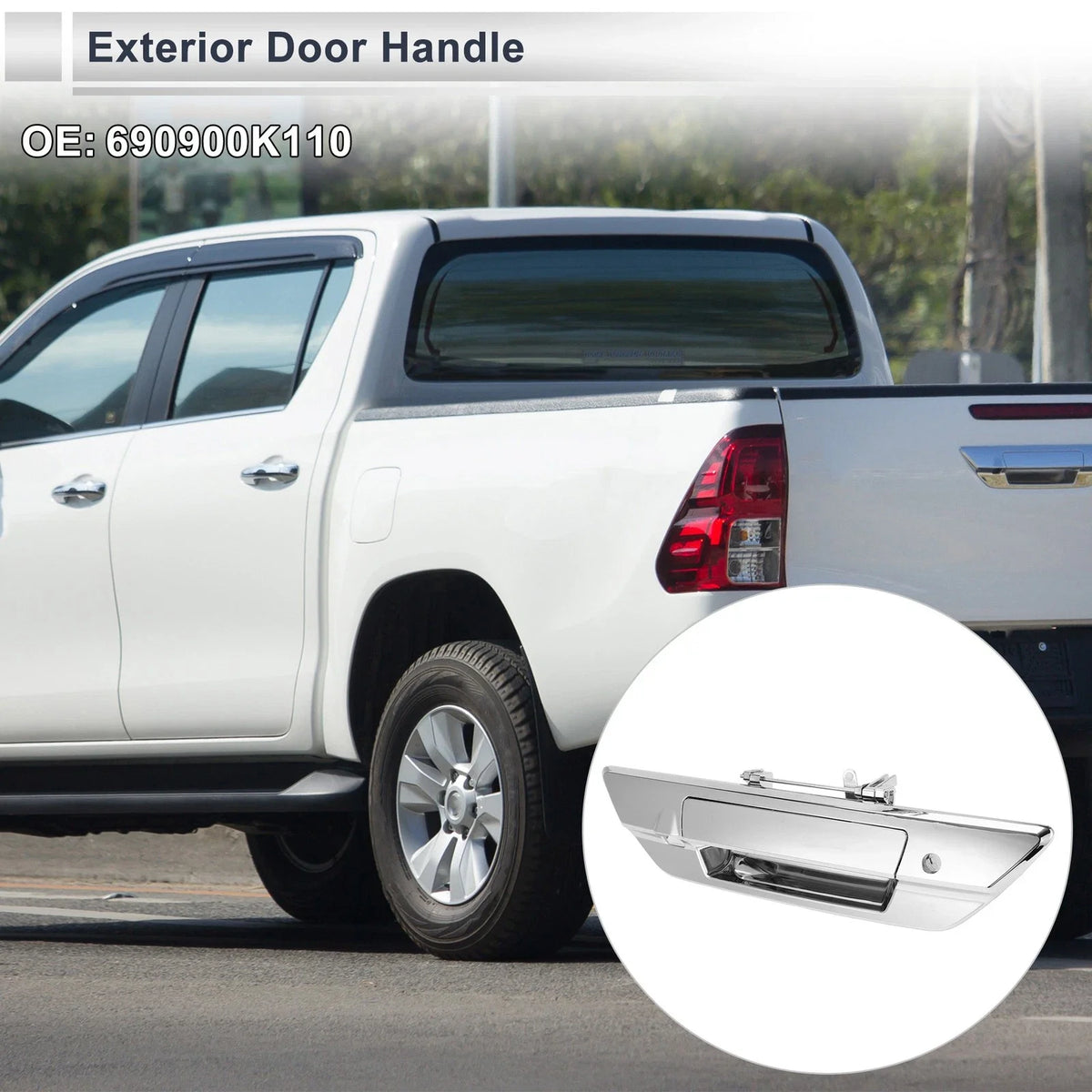 Exterior Door Tailgate Handles for Toyota Hilux Revo (2015–2023) No.690900K110 Silver Tone