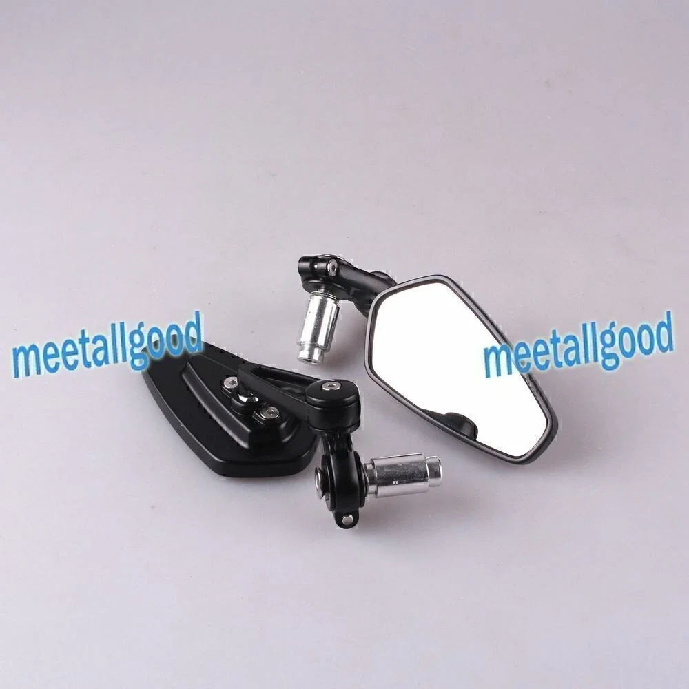 7/8" Handle Bar End Rear View Mirror Black for Honda Yamaha Motorcycle