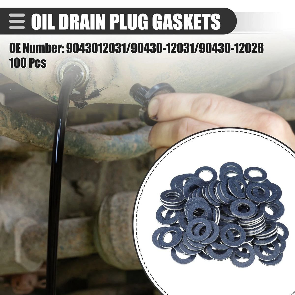 100 Pcs Oil Drain Plug Gaskets for Scion TC (2005–2016) No. 90430-12028 Blue