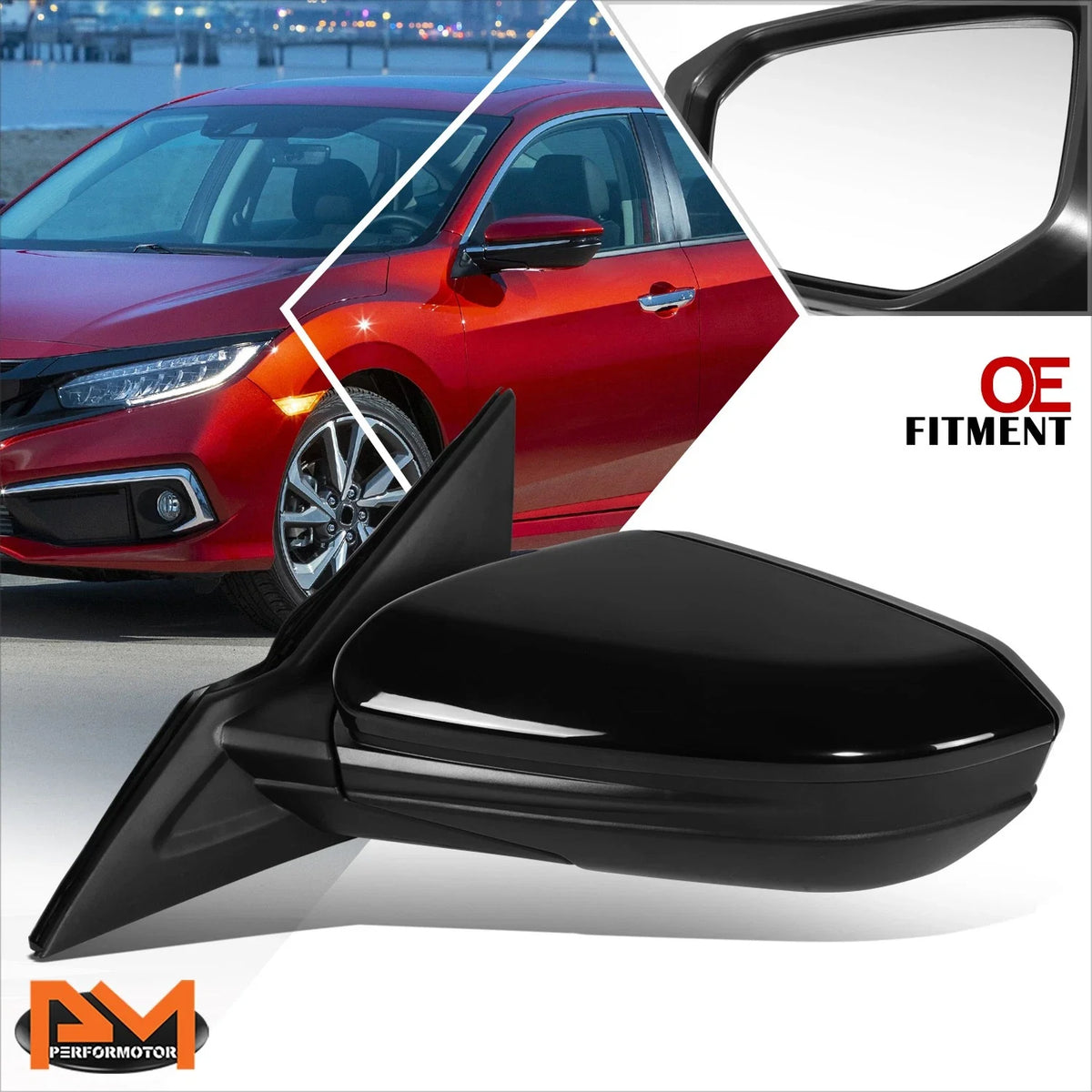 Power Adjust Left Rear View Door Mirror for 2017-2021 Honda Civic