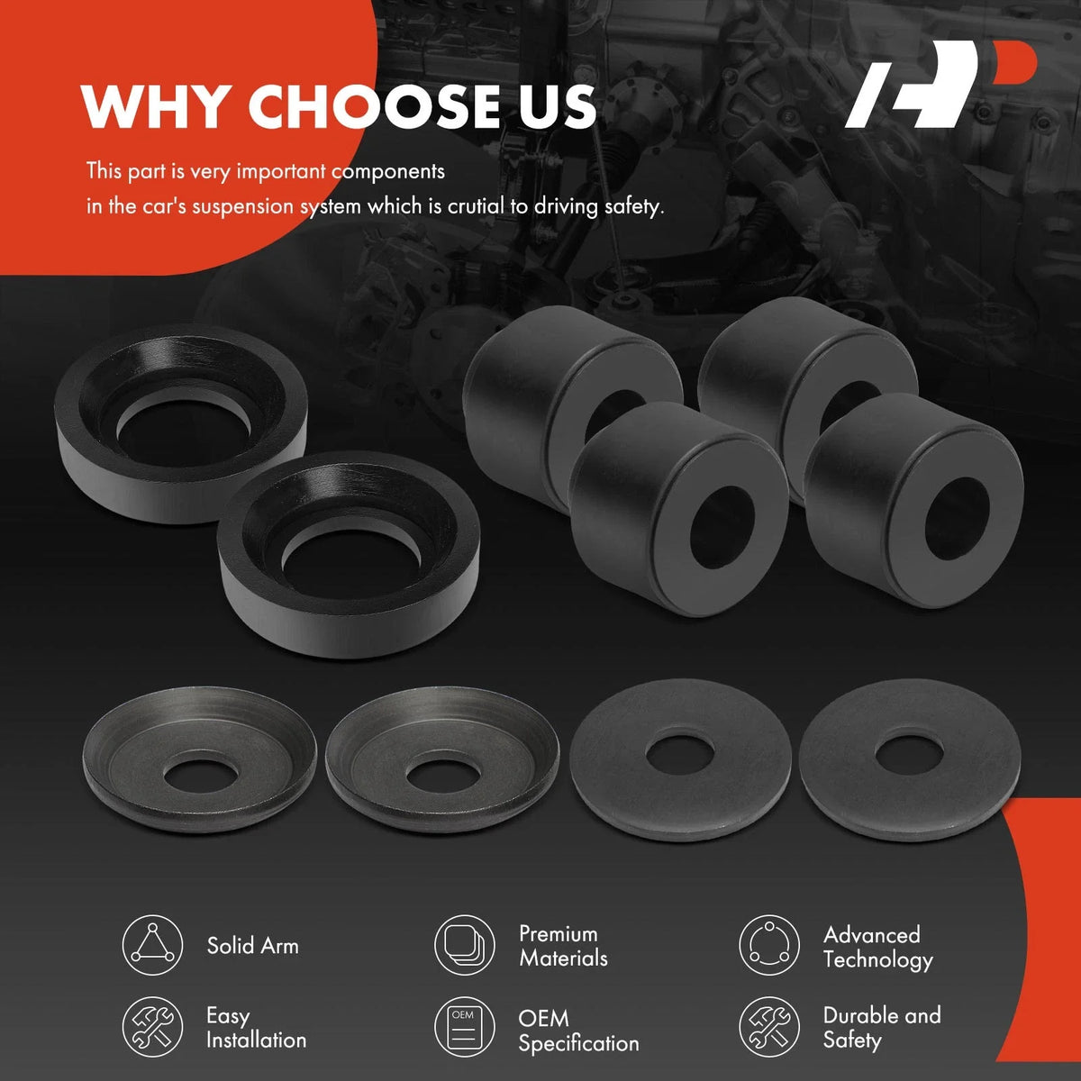 4 Front Bushings for Ford Super Duty E-150 E-350 E-450 1992-2021