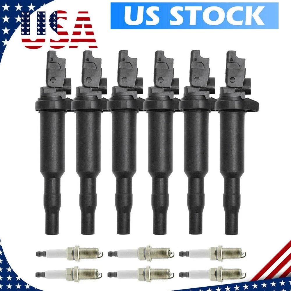 6 Ignition Coils and 6 Spark Plugs for BMW X3 128i 328i 2008-2013