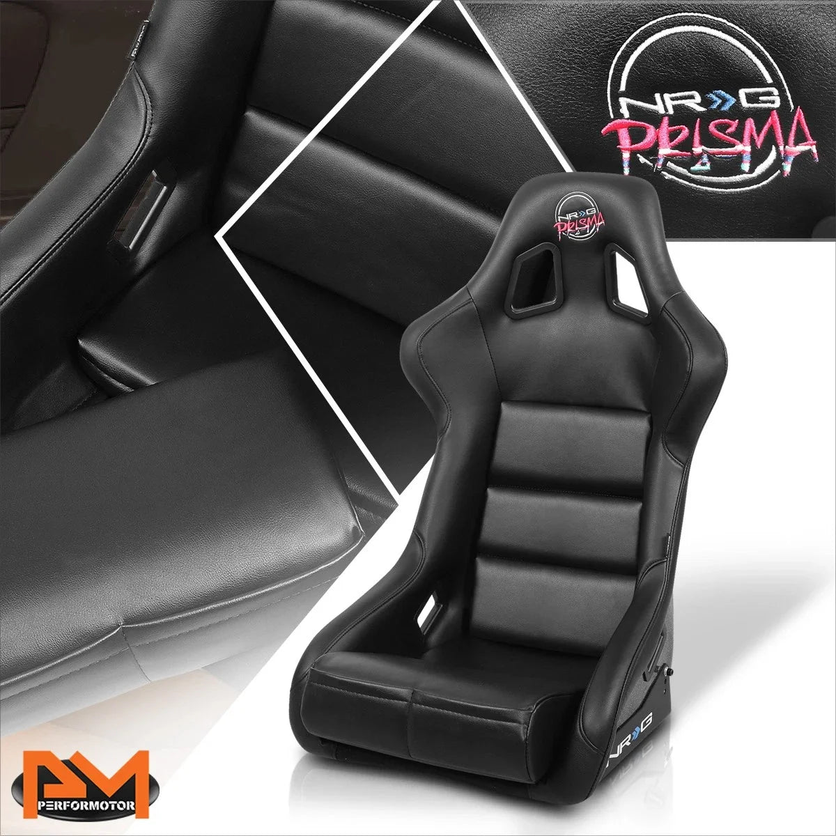 NRG FRP-302BK-V Large Size Fixed Back Bucket Seat for Universal Fit