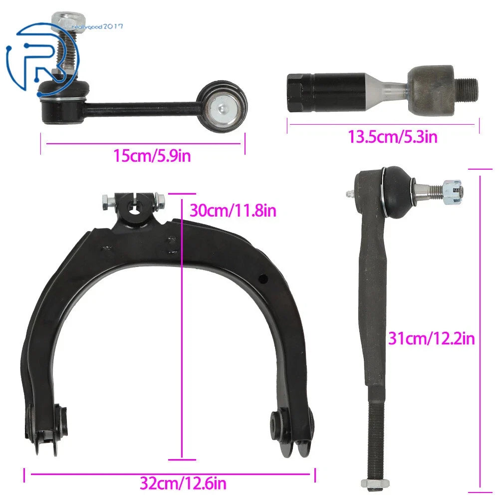 Set of 12 Front Upper Control Arm Sway Bar Tie Rod Kit for Chevy Trailblazer GMC Envoy