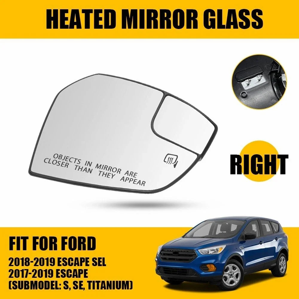 Heated Passenger Right Mirror Glass for Ford Escape (2017–2019)