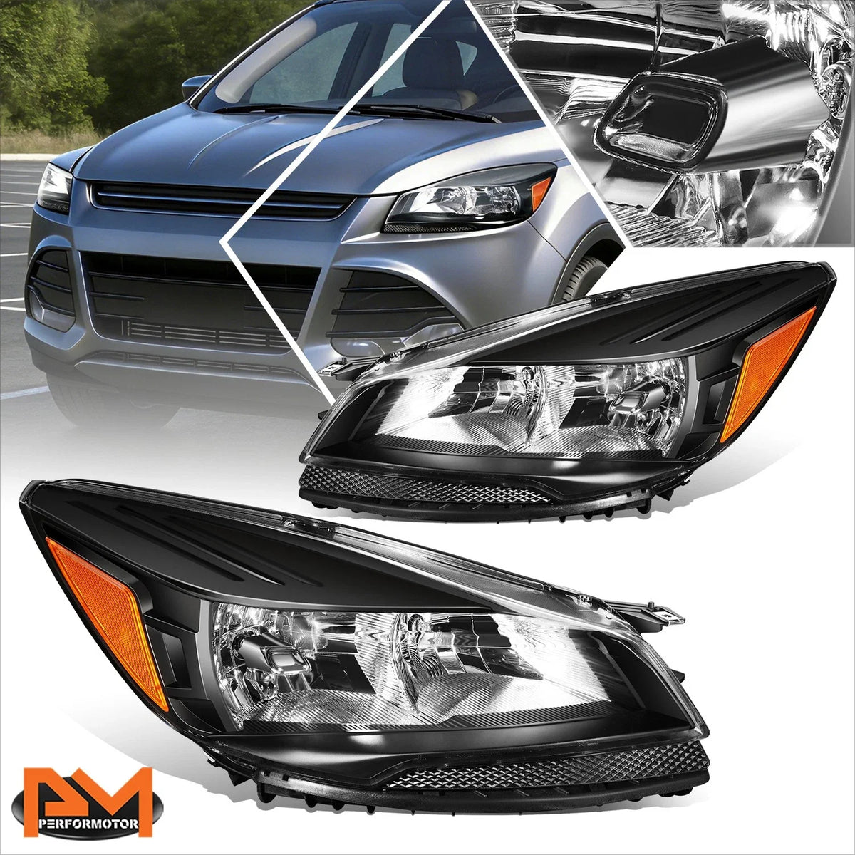 Black Housing Headlight for Ford Escape (2013-2016) - Replacement Part