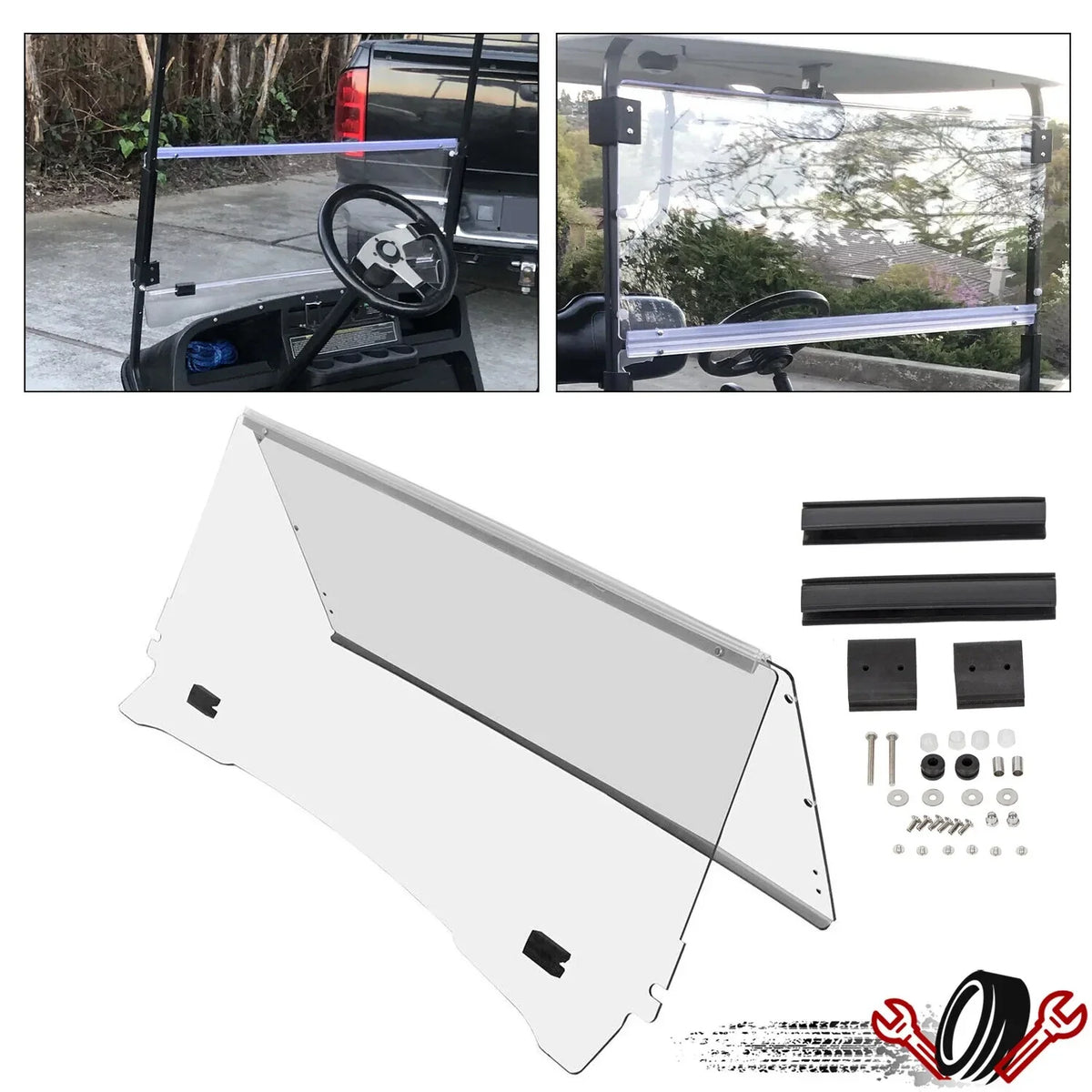 Fold Down Clear Windshield for EZGO TXT Medalist (1994–2014)