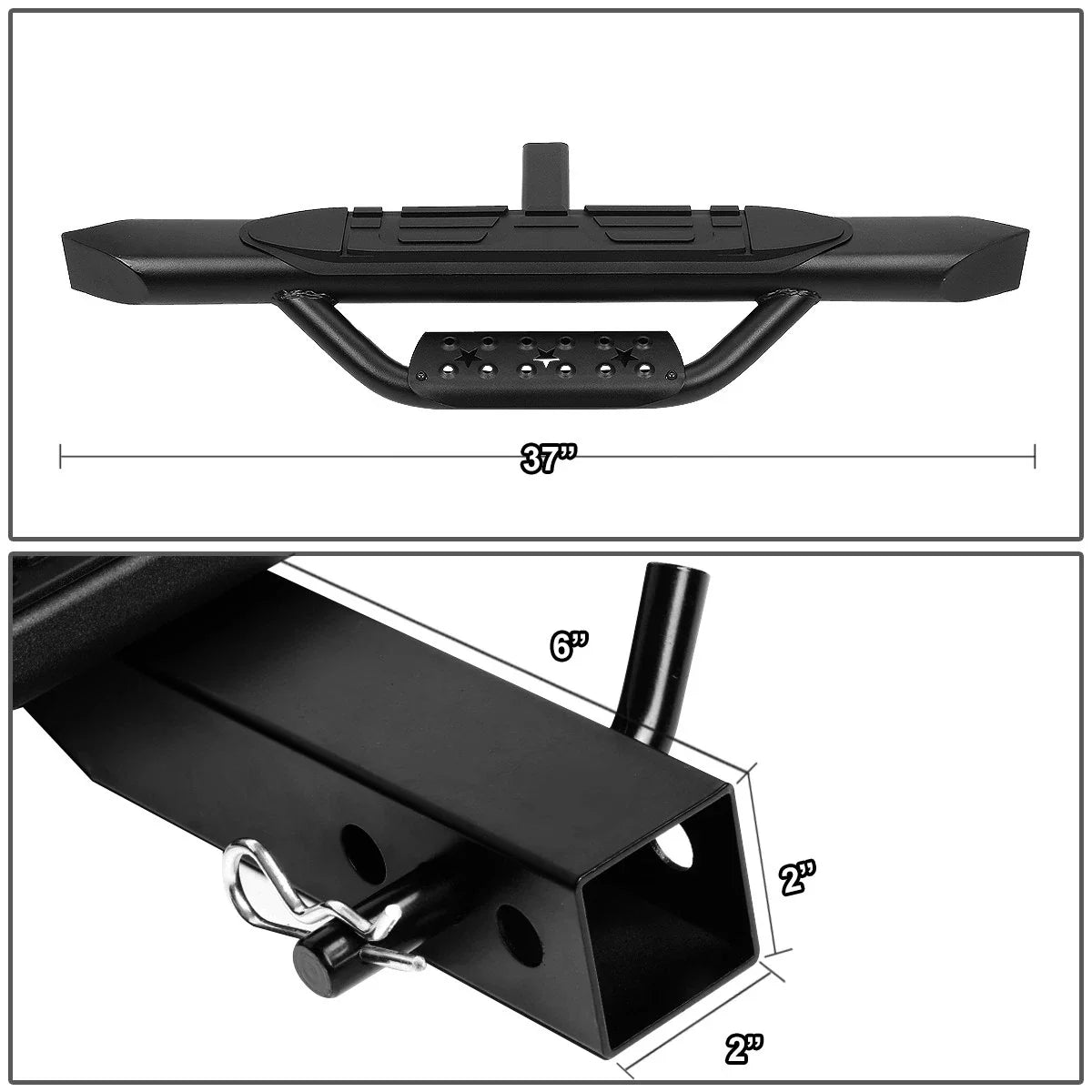 Heavy Duty Aluminum Tow Hitch Step Bar for Truck Bed (2" Receiver)