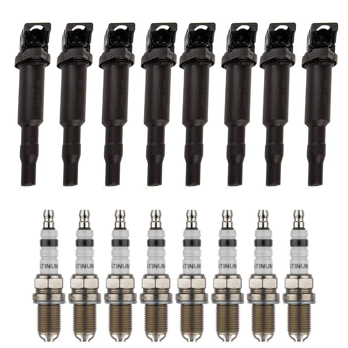 Set of 8 Ignition Coils & Double Platinum Spark Plugs for BMW E65 E66 E53 X5 (2000–2006)