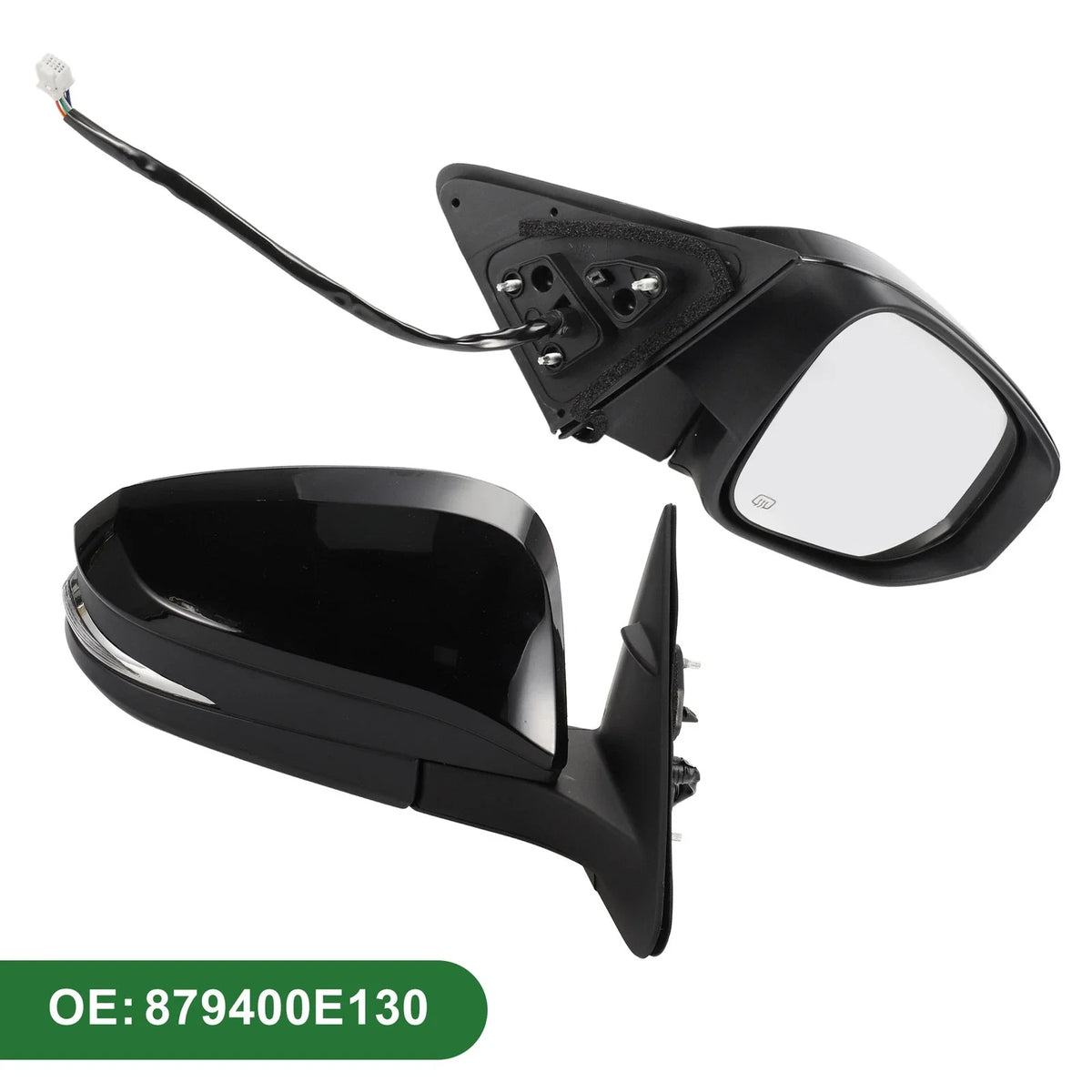 Right Side Door Mirror for Toyota Highlander (2014–2019) Manual Folding Gloss Black