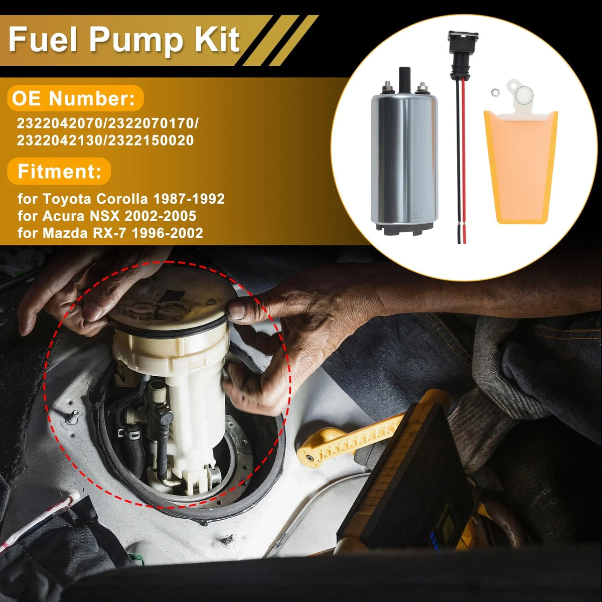 Set of 2 Metal Electric Fuel Pumps for Toyota Corolla (1987–1992) 2322042070