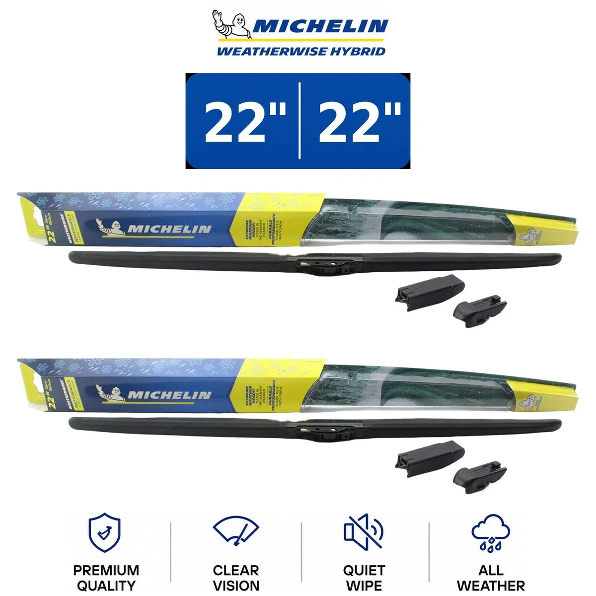 Hybrid Wiper Blades 2X Michelin WeatherWise for Dodge 1995-2023