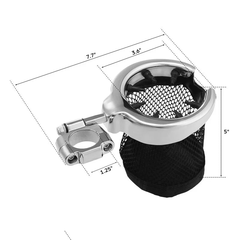 1.25" Handlebar Cup Holder for Engine Crash Bar on Harley