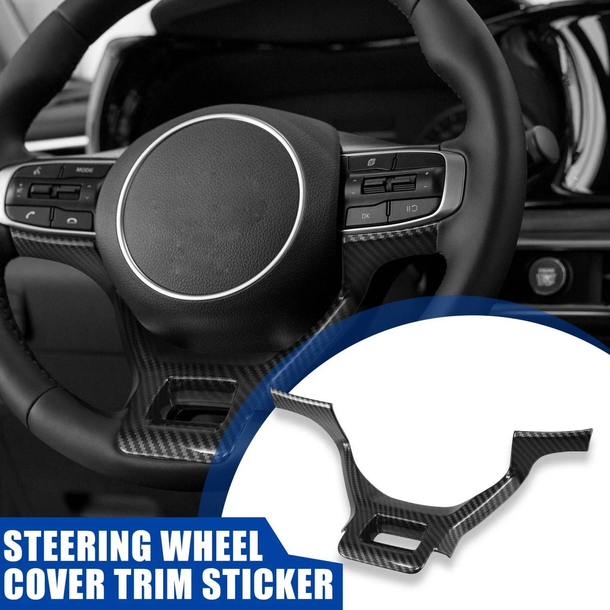 Steering Wheel Cover Trim Sticker for Kia K5 (2021–2022) Carbon Fiber