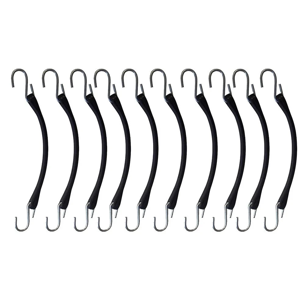 Set of 10 Heavy Duty 9" Rubber Bungee Cords Tarp Tie-Down Straps