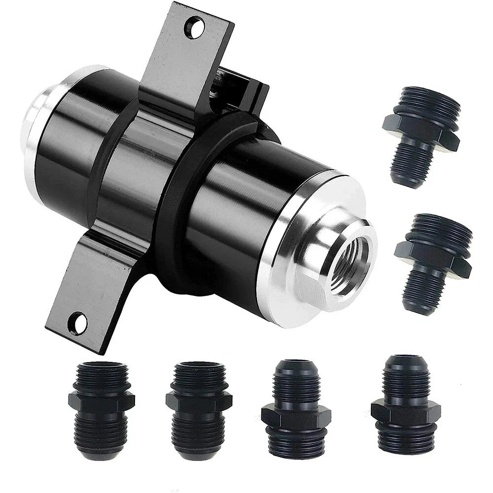 Inline Fuel Filter 100 Micron Cleanable with Mounting Bracket 6AN 8AN 10AN