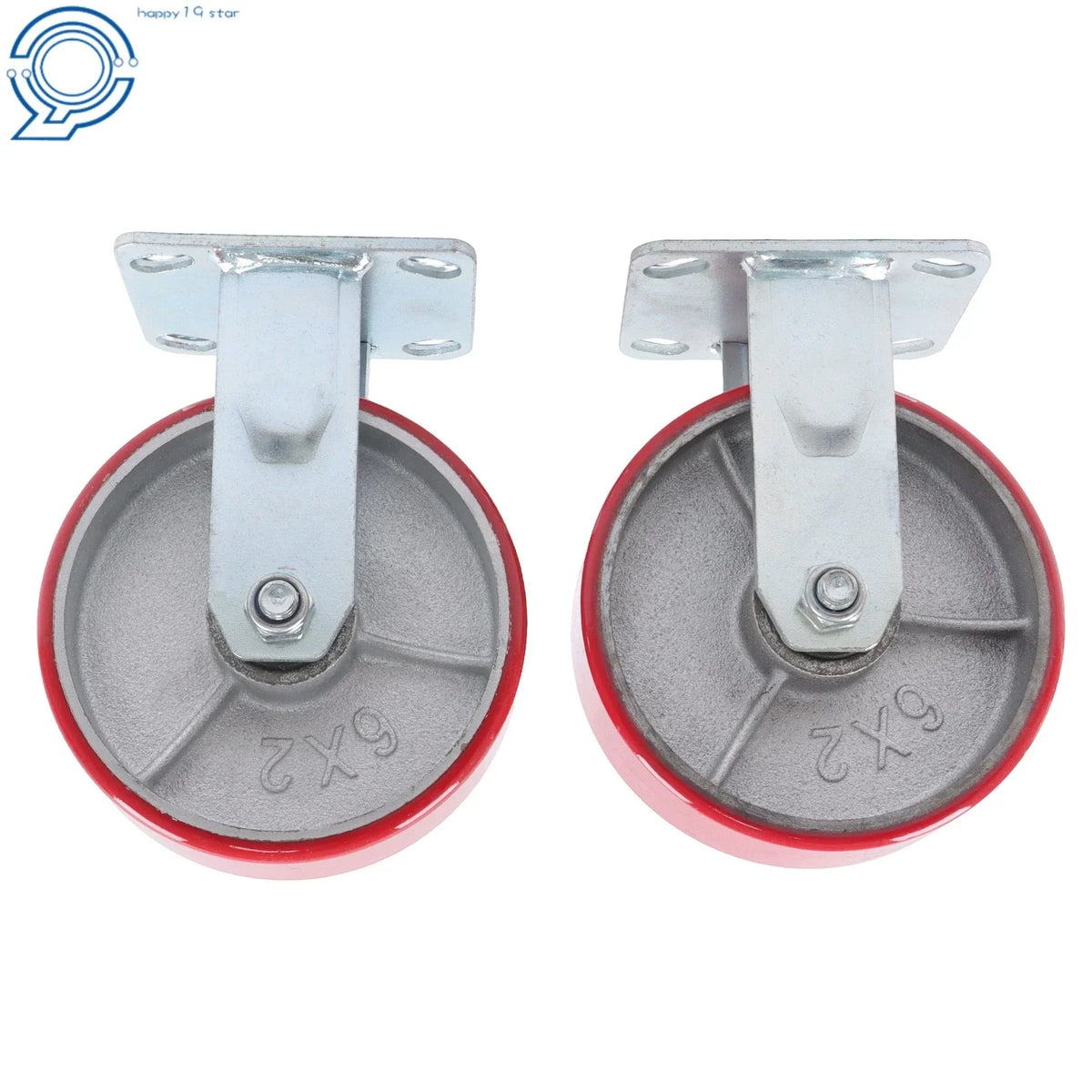 Heavy Duty 6" Polyurethane Caster Wheels - Set of 2 for Industrial Use